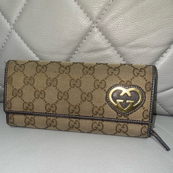 Gucci Brown Monogram Wallet with Gold Heart Logo - Picture 8 of 8